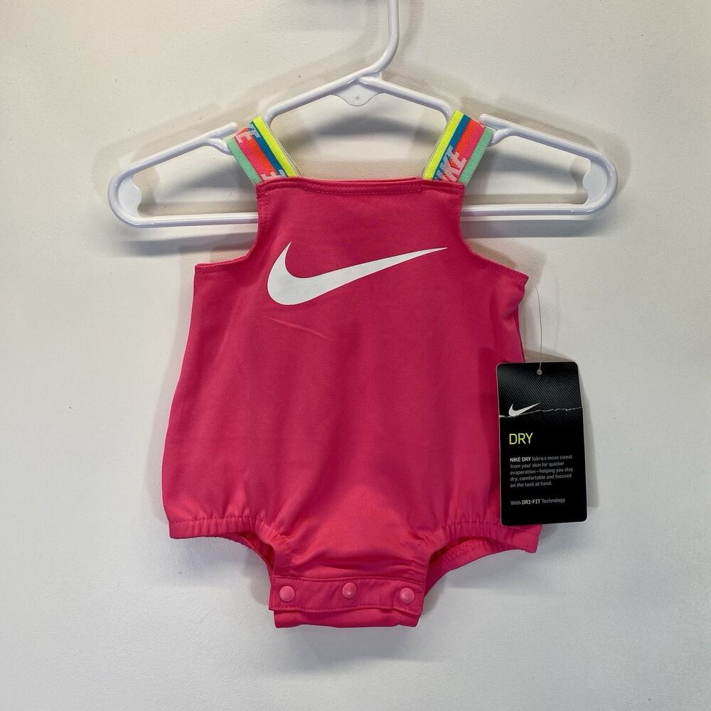 Nike Dri-FIT Baby Girls Rainbow Strap One-Piece Swimsuit Romper Newborn NWT